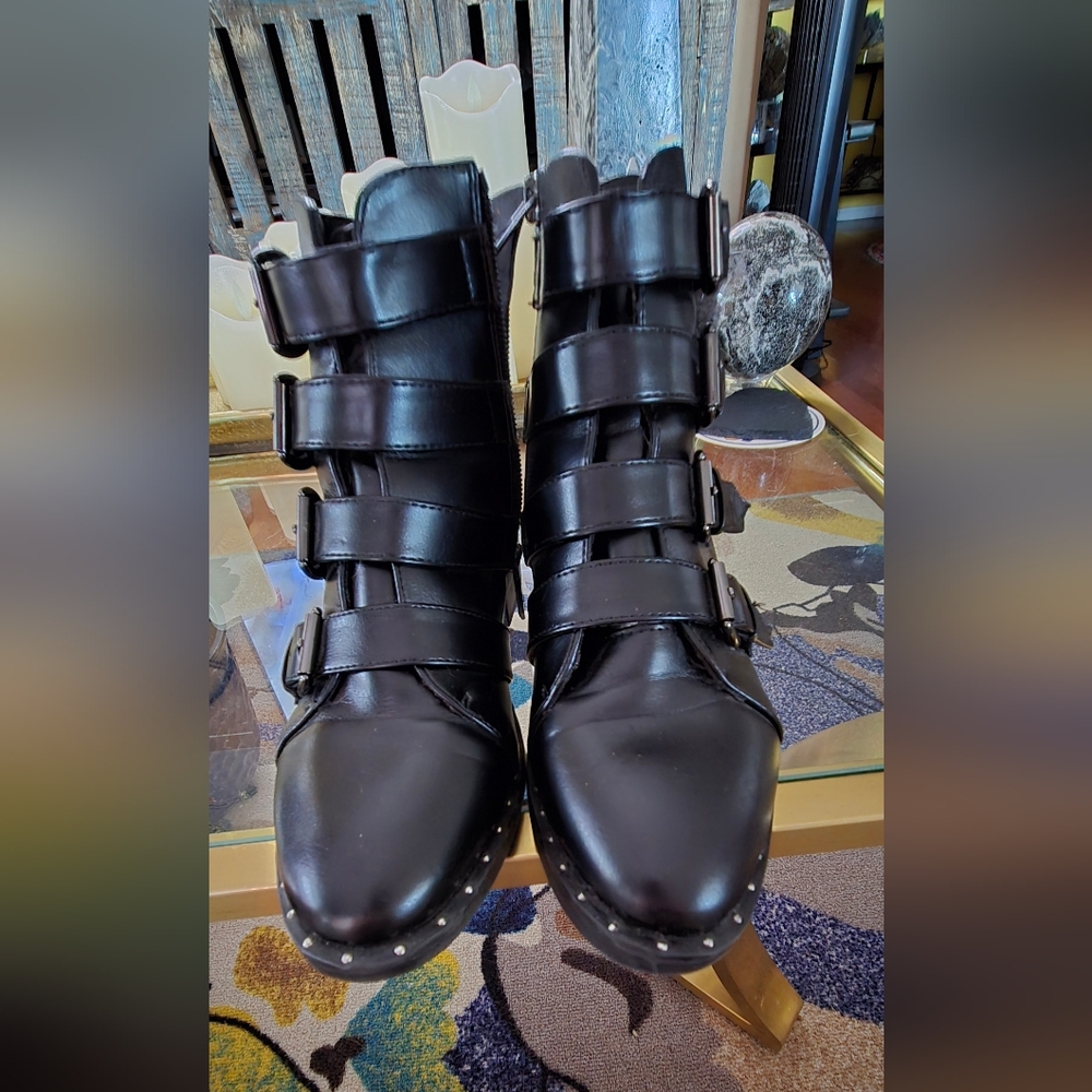 Black Ankle Boots with Buckle Straps
